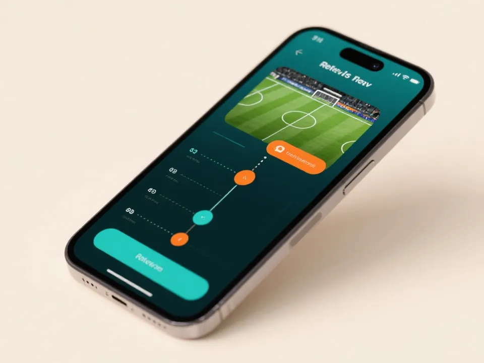 比赛回放 App 的时间轴与全场录像界面示意
